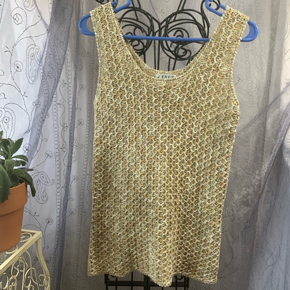 J’Envie New York Tank Top Loose Waffle Weave Sleeveless Shell Marled Neutral - Picture 1 of 5